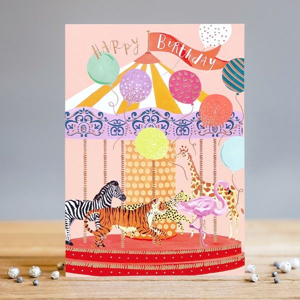 LOUISE TILER生日卡/ Birthday Merry-go-round/ 動物旋轉木馬