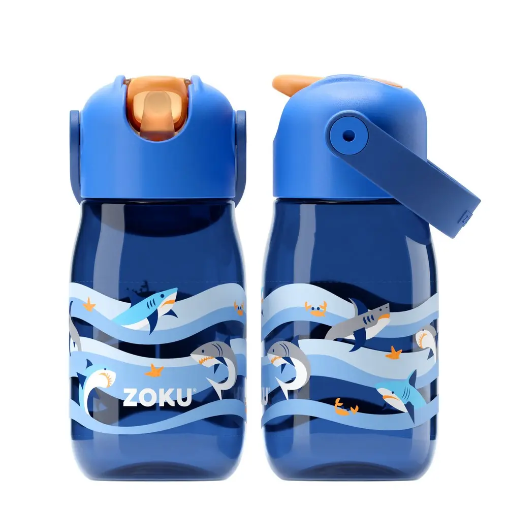 ZOKU兒童彈出式吸管冷水壼/ 400ml/ 鯊魚藍