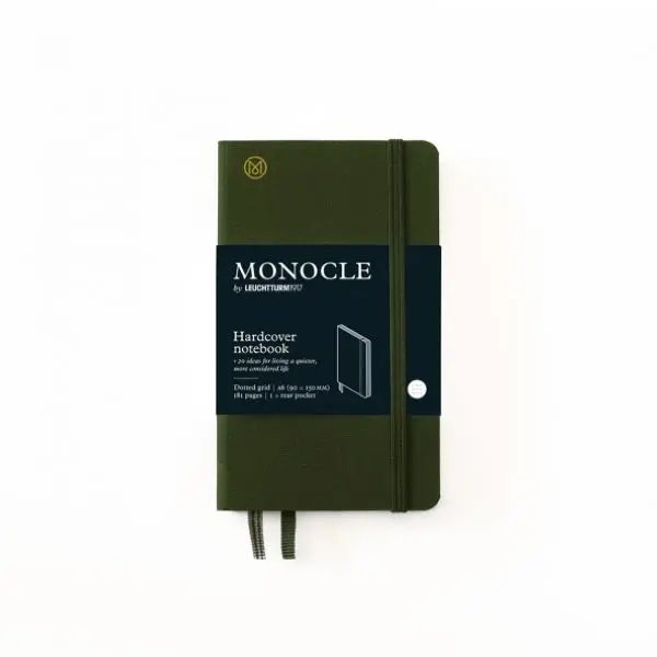 德國 LEUCHTTURM1917 X Monocle 棉麻硬殼筆記本/ A6/ 橄欖綠/ 方點