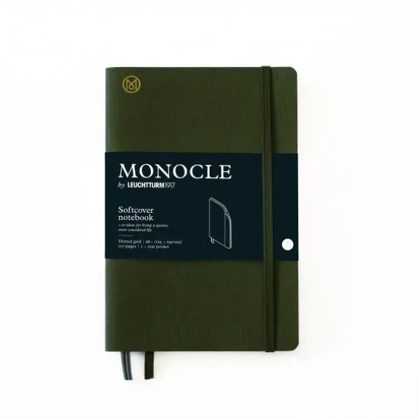 德國 LEUCHTTURM1917 X Monocle 棉麻軟殼筆記本/ B6+/ 橄欖綠/ 方點