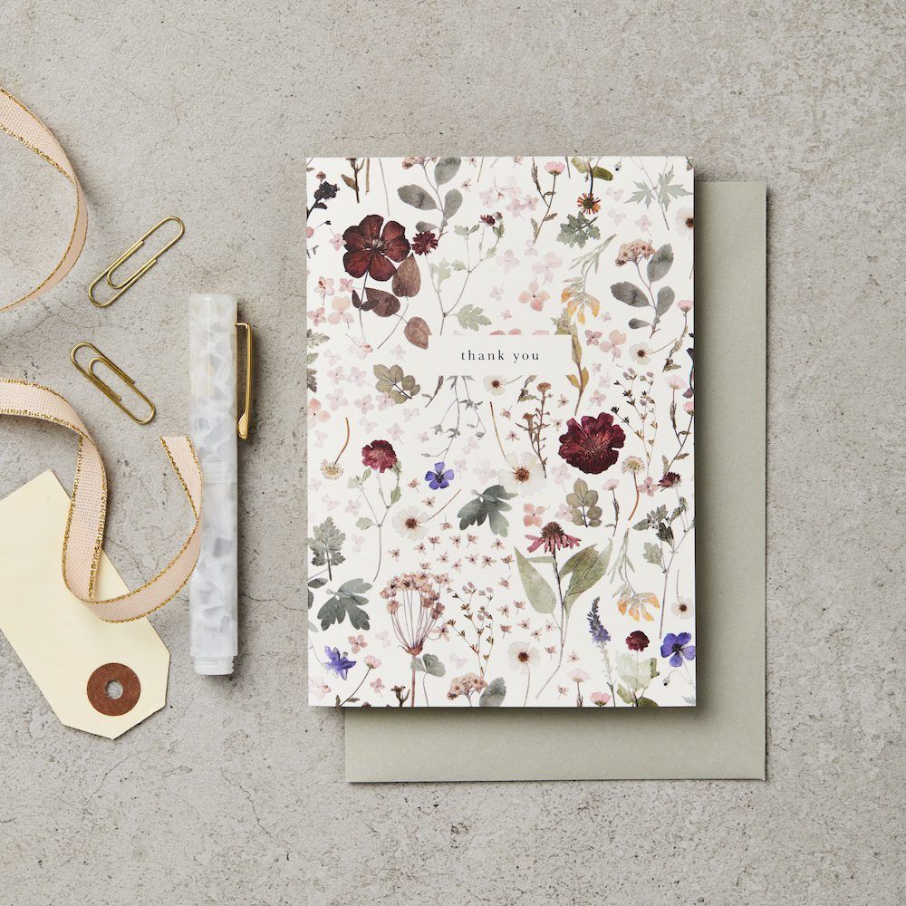 英國 Katie Leamon 感謝卡/ L&L Pressed Floral A6 Thank You
