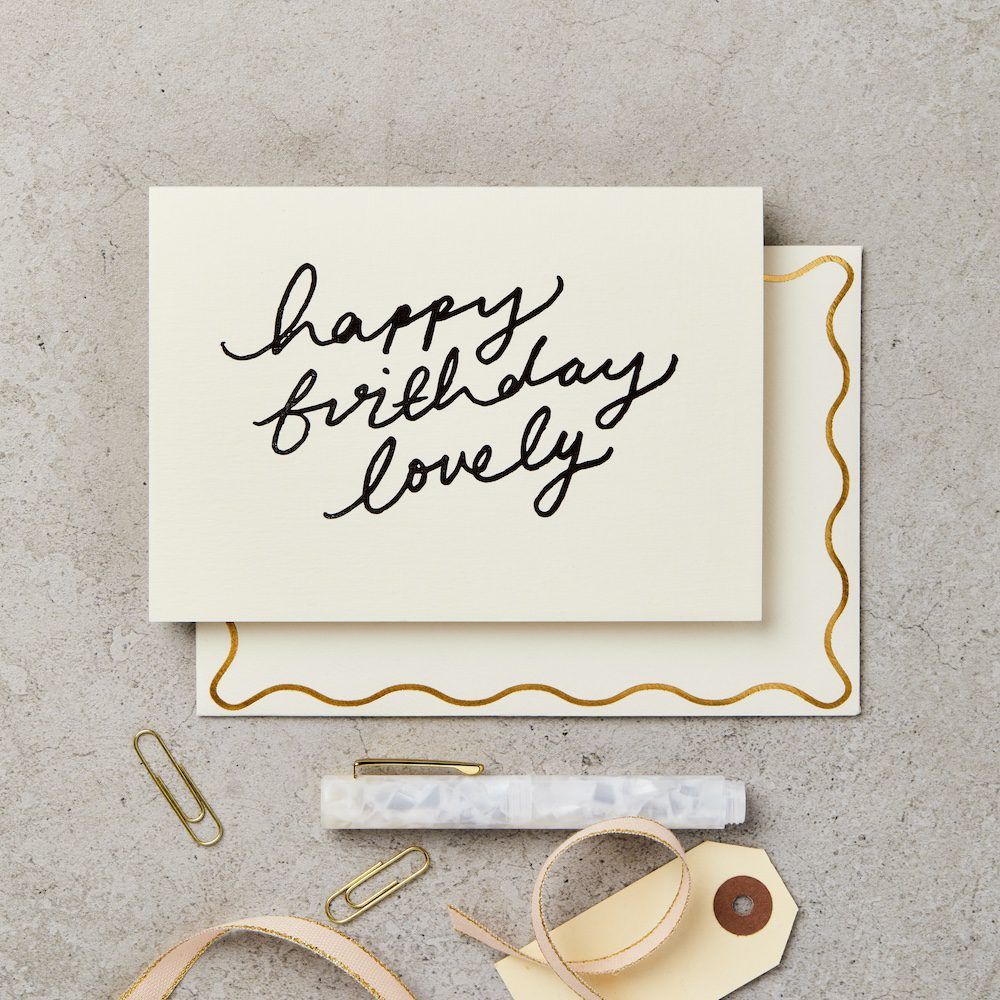 英國 Katie Leamon 生日卡/ Hand Printed Happy Birthday Lovely