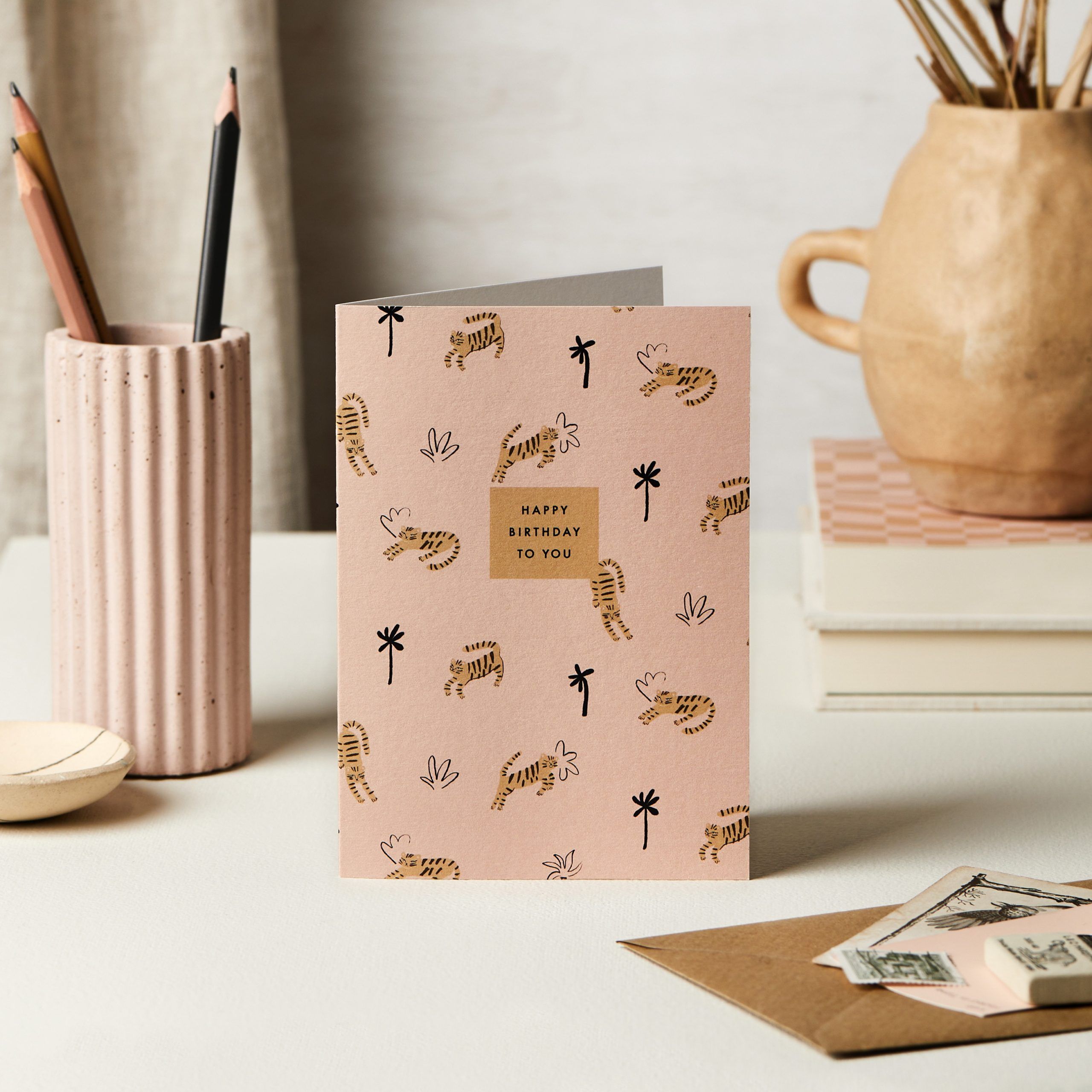 英國 Katie Leamon 生日卡/ Tigers Pink