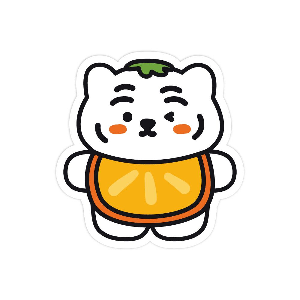 韓國 MUZIK TIGER 可移除式貼紙/ 橘子白虎/ 06