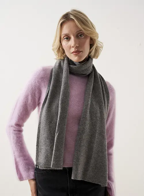 法國 Absolut Cashmere 100%喀什米爾羊絨圍巾/ Dark Heather Grey