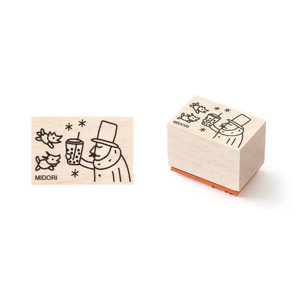 【誠品獨家】日本 MIDORI Ojisan 30th 木頭印章/ 珍珠奶茶