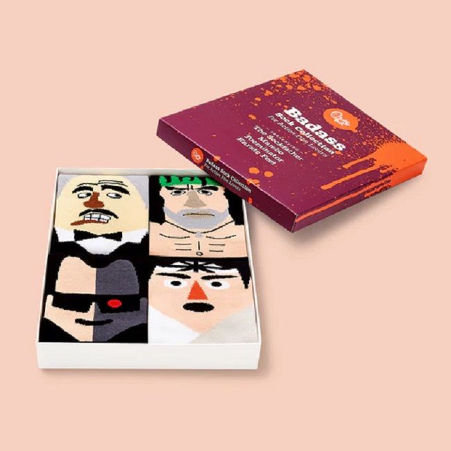英國 Chattyfeet 中筒襪禮盒四入組/ 23.5-26.5cm/ Novelty Socks for Movie Lovers BadAss Sock Set