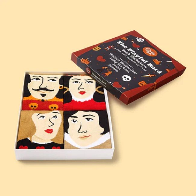 英國 Chattyfeet 中筒襪禮盒四入組/ 23.5-26.5cm/ Shakespeare Sock Collection The Playful Bard