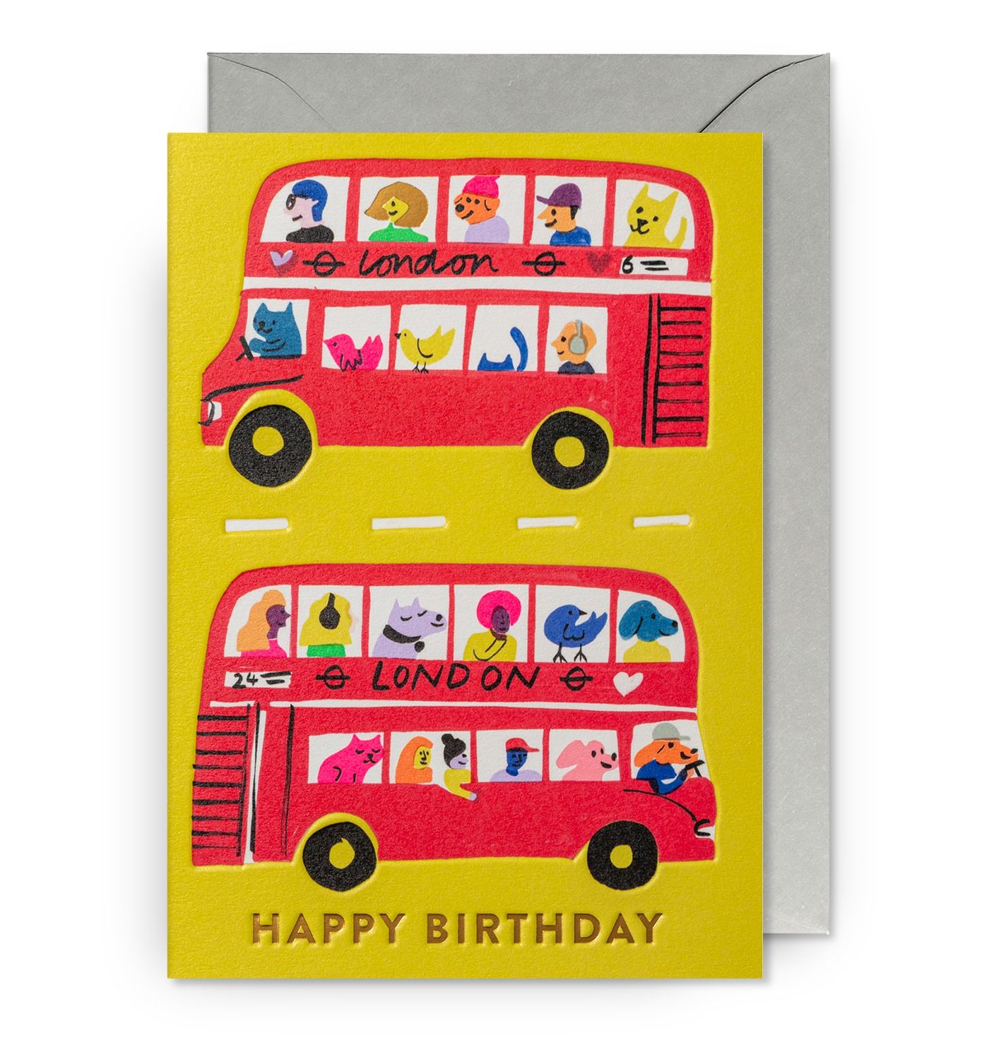 英國 LAGOM DESIGN 生日卡/ Jenny Bowers/ Happy Birthday - London Buses