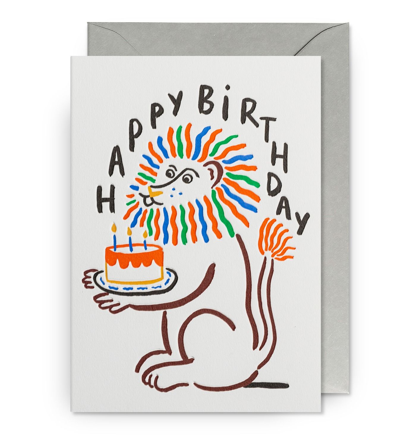 英國 LAGOM DESIGN 生日卡/ Marie Assenat/ Happy Birthday Lion Cake