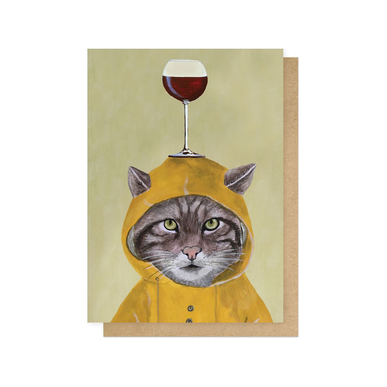 英國 EAST END PRINTS 萬用卡/ Coco De Paris/ Raincoat Cat with Wineglass