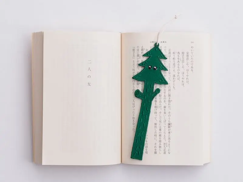日本 TOCONUTS 麻布毛氈書籤/ 偷瞧的樹
