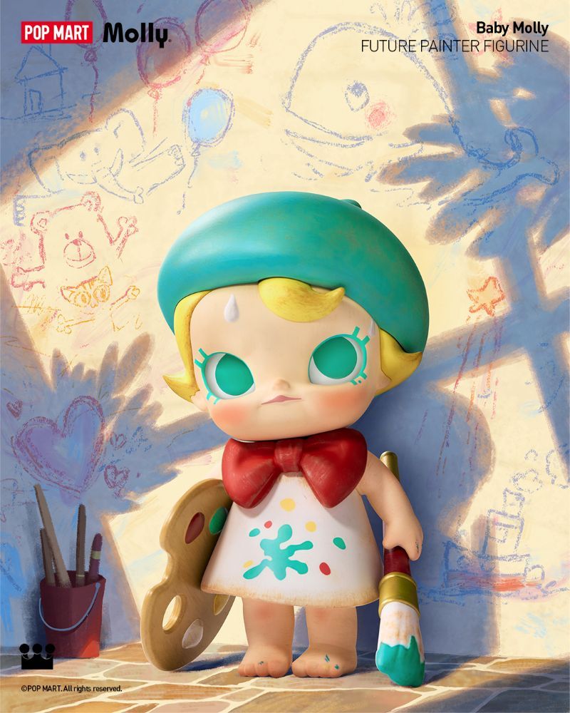 POP MART Baby Molly我是未來小畫家手辦公仔