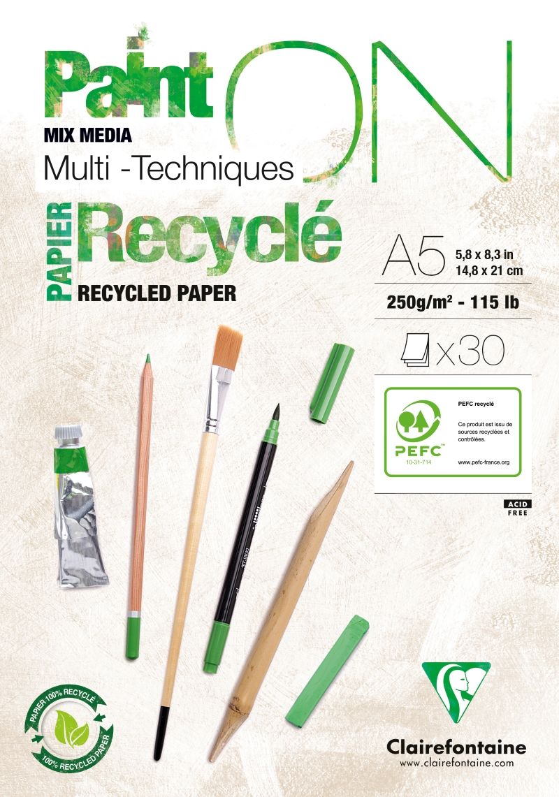 法國 Clairefontaine Paint On Recycled多用途畫紙冊/ A5/ 250g/ 30頁