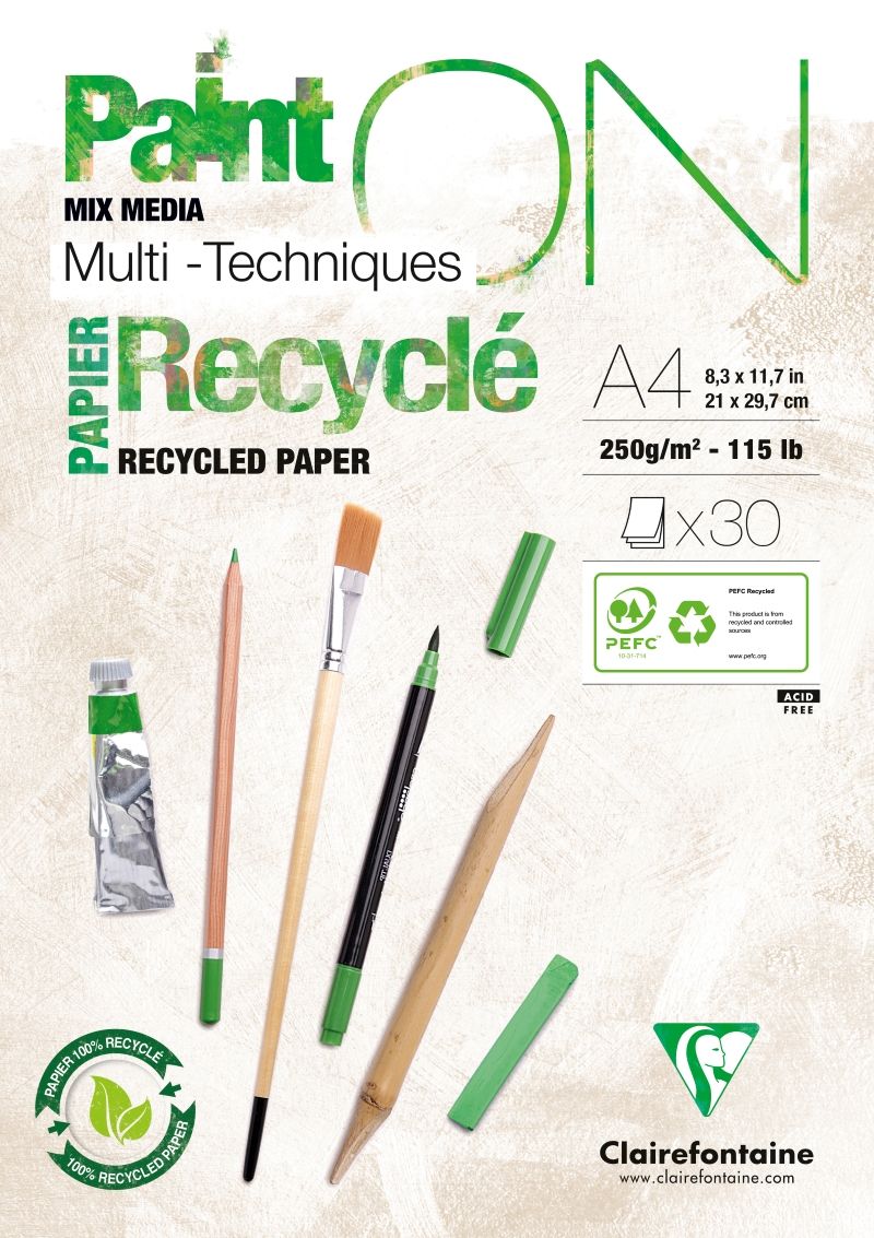 法國 Clairefontaine Paint On Recycled多用途畫紙冊/ A4/ 250g/ 30頁