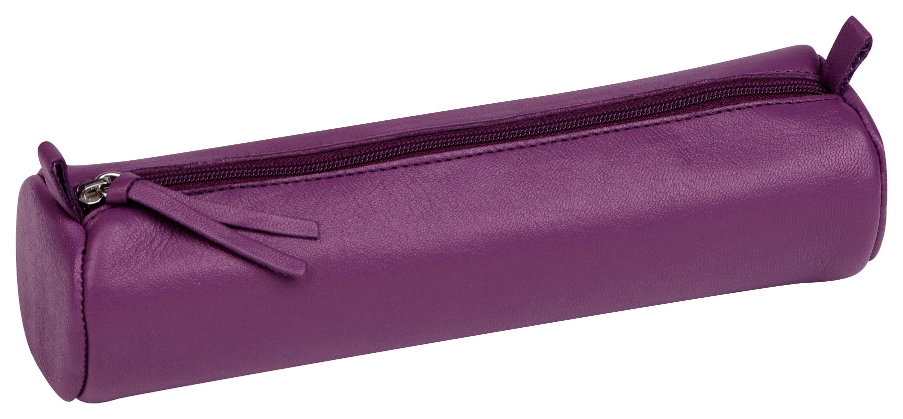 法國 Clairefontaine Colored Leather 小羊皮革筆袋/ 紫/ 圓柱狀