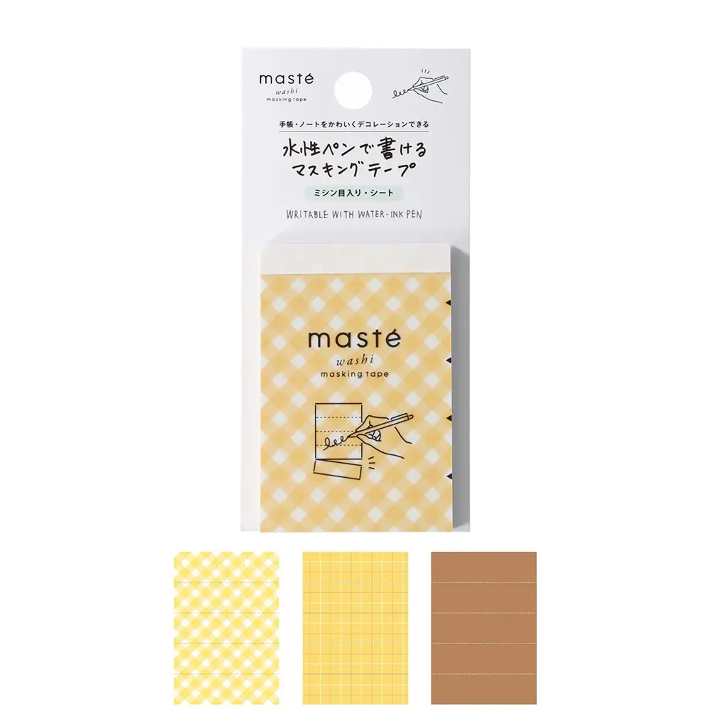 日本 MARK'S maste 水性筆可書寫紙膠帶/ 便條紙款/ 騎縫線/ 卡士達布丁