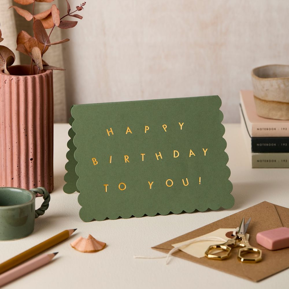 英國 Katie Leamon 生日卡/ Scallop Happy Birthday To You/ Green