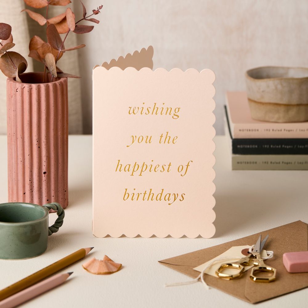 英國 Katie Leamon 生日卡/ Scallop Happiest Birthday/ Blush