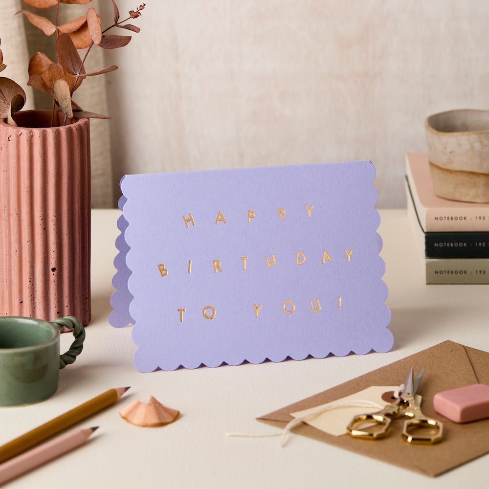 英國 Katie Leamon 生日卡/ Scallop Happy Birthday To You/ Lavender