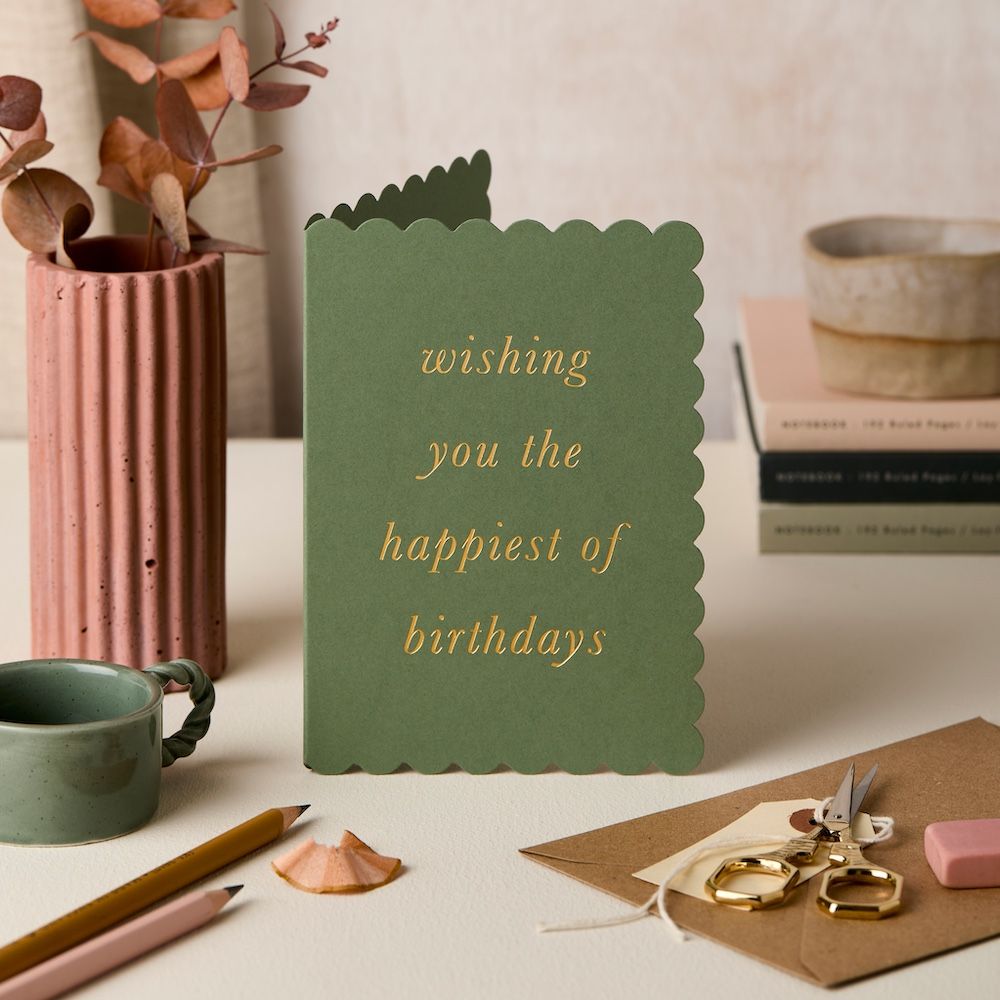 英國 Katie Leamon 生日卡/ Scallop Happiest Birthday/ Green