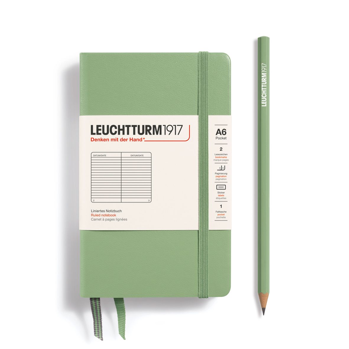 德國 LEUCHTTURM1917 硬殼筆記本/ A6/ 鼠尾草綠/ 橫線