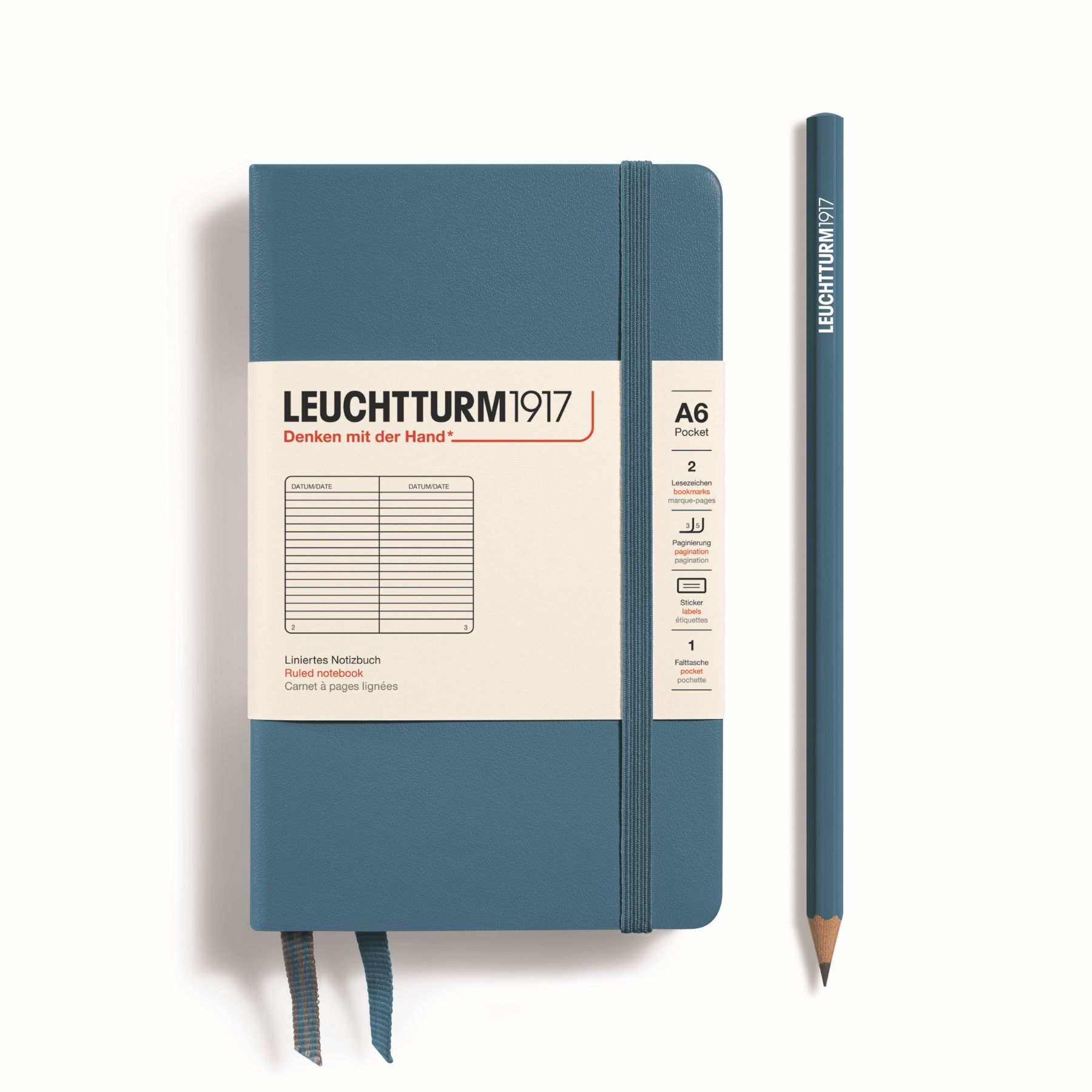 德國 LEUCHTTURM1917 硬殼筆記本/ A6/ 礦石藍/ 橫線