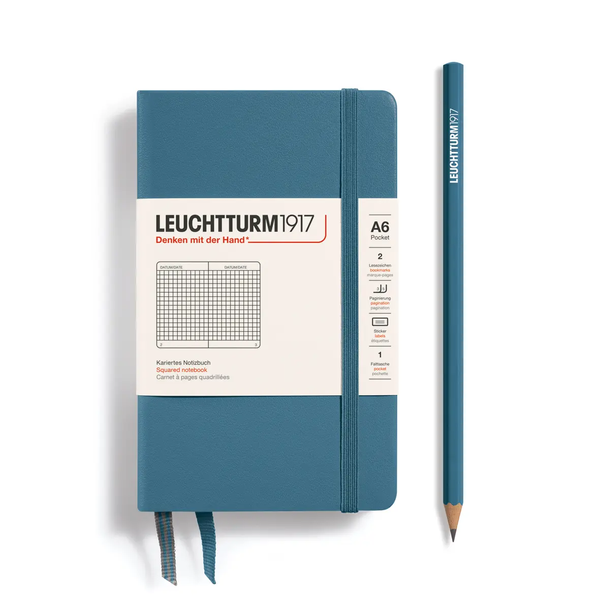 德國 LEUCHTTURM1917 硬殼筆記本/ A6/ 礦石藍/ 方格