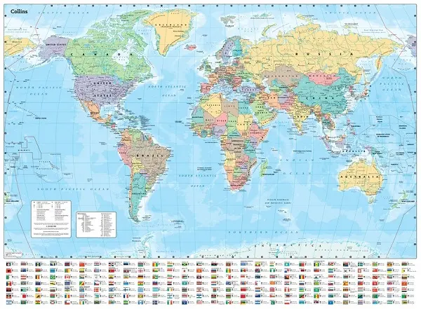 Collins World Wall Paper Map