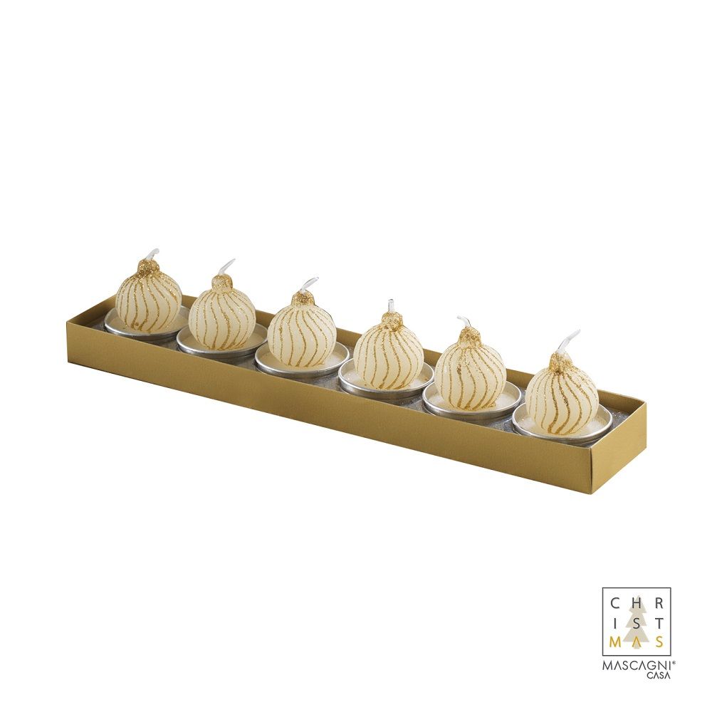 義大利MASCAGNI CASA 聖誕球型小蠟燭/ 6入/ 20QC2879