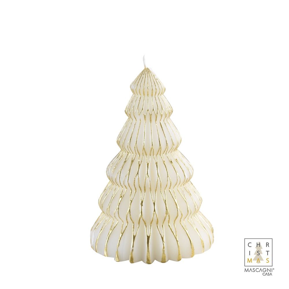 義大利MASCAGNI CASA 聖誕白色杉木造型蠟燭/ 14.5CM/ 20QC2883