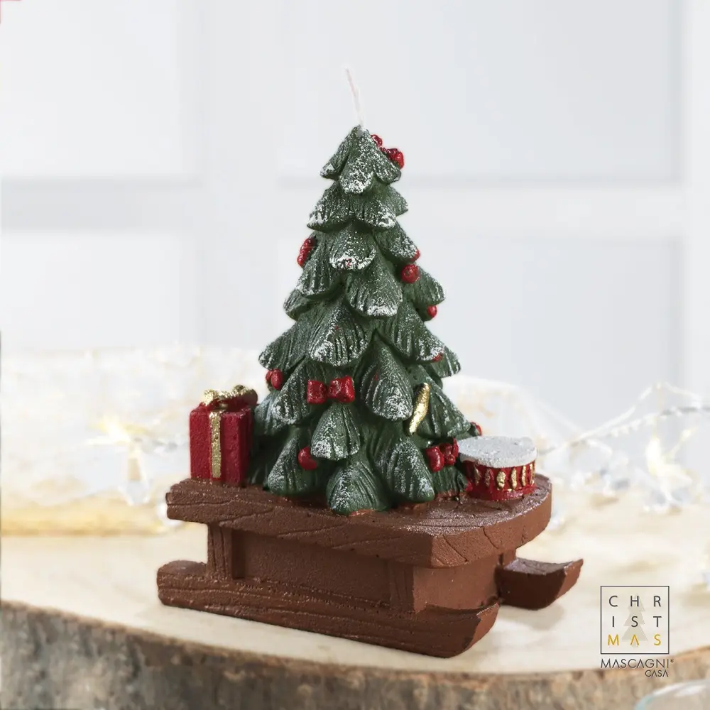 義大利MASCAGNI CASA 聖誕雪橇造型蠟燭/ 12CM/ 20MC2895