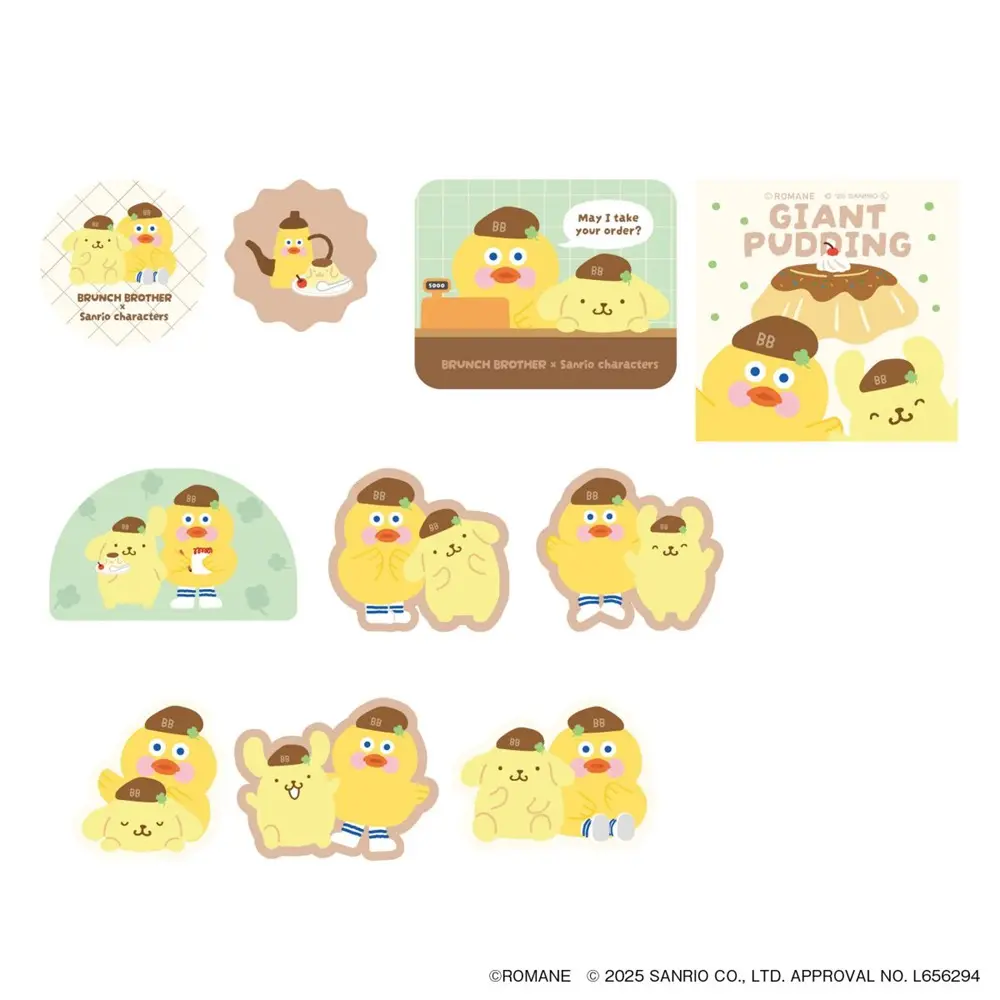 日本 MARK'S Brunch Brother X Sanrio 貼紙包/ 鴨子 X 布丁狗/ 20入
