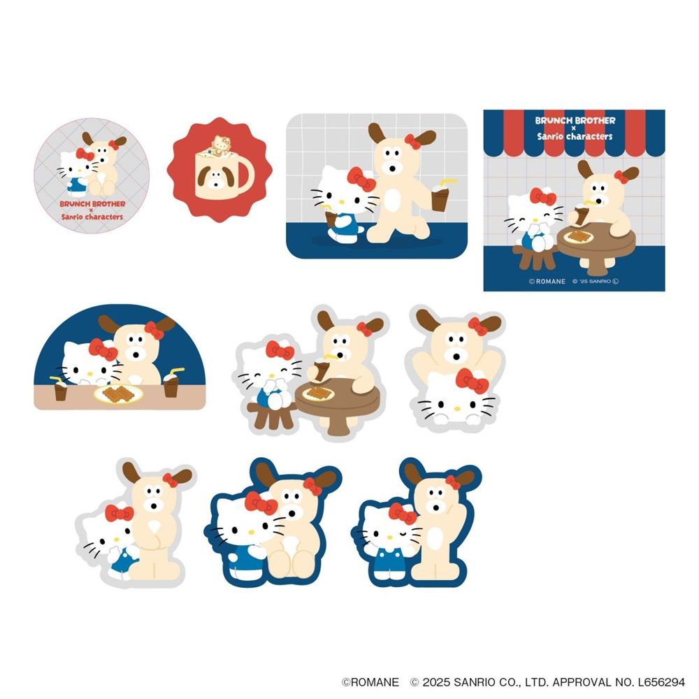 日本 MARK'S Brunch Brother X Sanrio 貼紙包/ 小狗 X Hello Kitty/ 20入