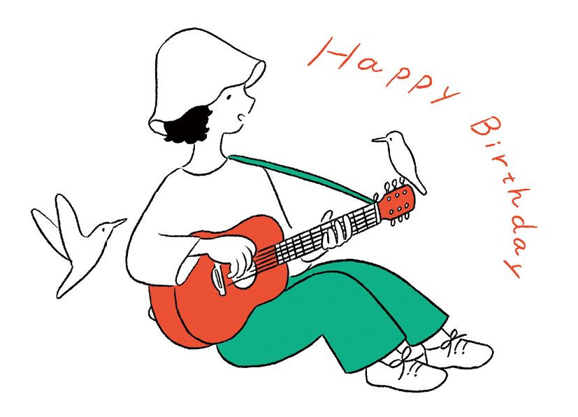 日本 tegami 凸版印刷生日卡/ oyasumr/ 吉他