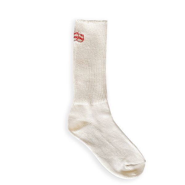 韓國 MSMR 中筒襪/ Knit Apple Logo Socks/ 米白/ 禮物套組