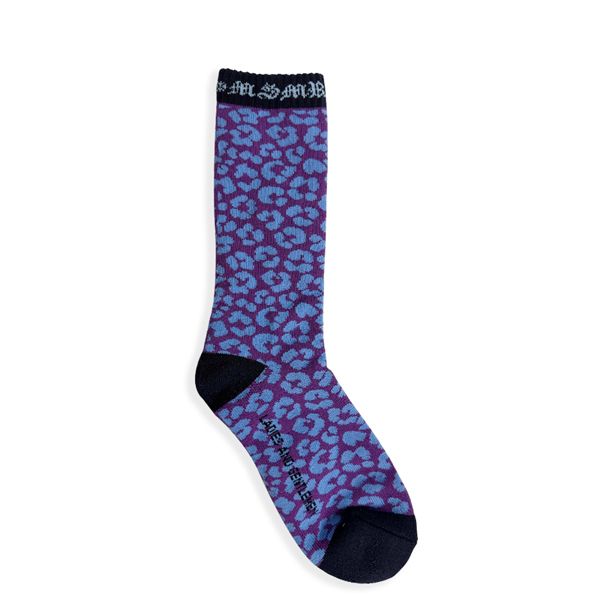 韓國 MSMR 中筒襪/ Leopard Crew socks/ 紫/ 禮物套組