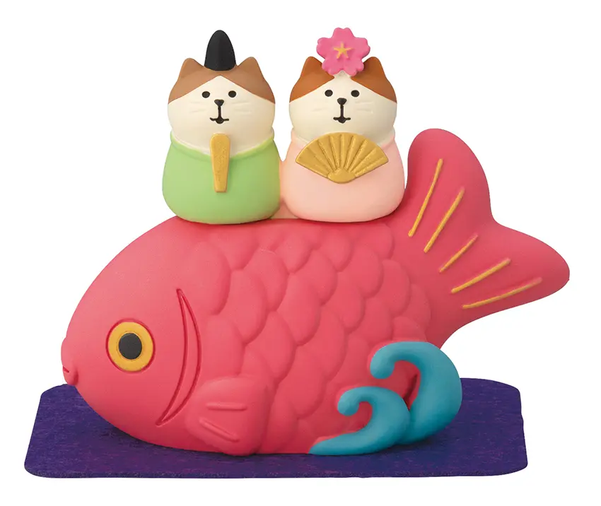 日本 DECOLE Concombre 女兒節公仔/ 鯛魚燒上的貓咪雛娃娃