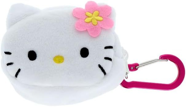日本 sun-star 三麗鷗 New Life Collection 鎖扣迷你絨毛收納包/ Hello Kitty/ 花
