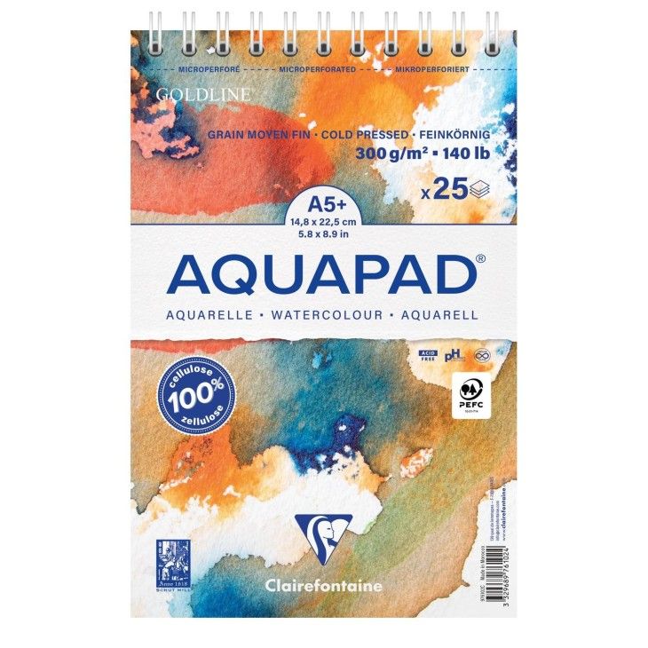 法國 Clairefontaine Aquapad 線圈式水彩畫紙本/ A5+