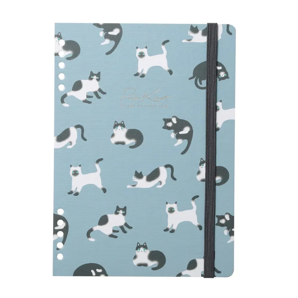 日本 MARK'S PapiKnot 活頁筆記本系列/ 書封附綁帶/ A5/ 貓咪