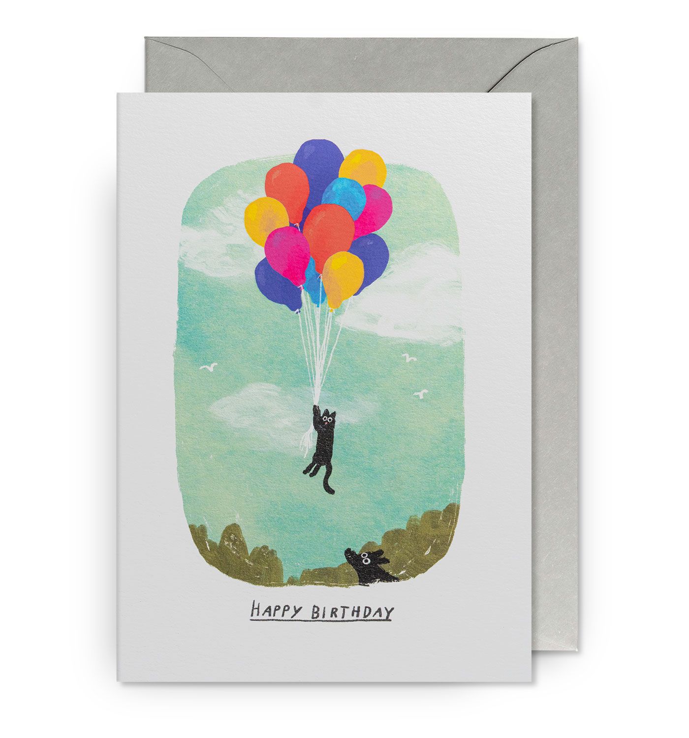 英國 LAGOM DESIGN 生日卡/ John Bond/ Cat Floating
