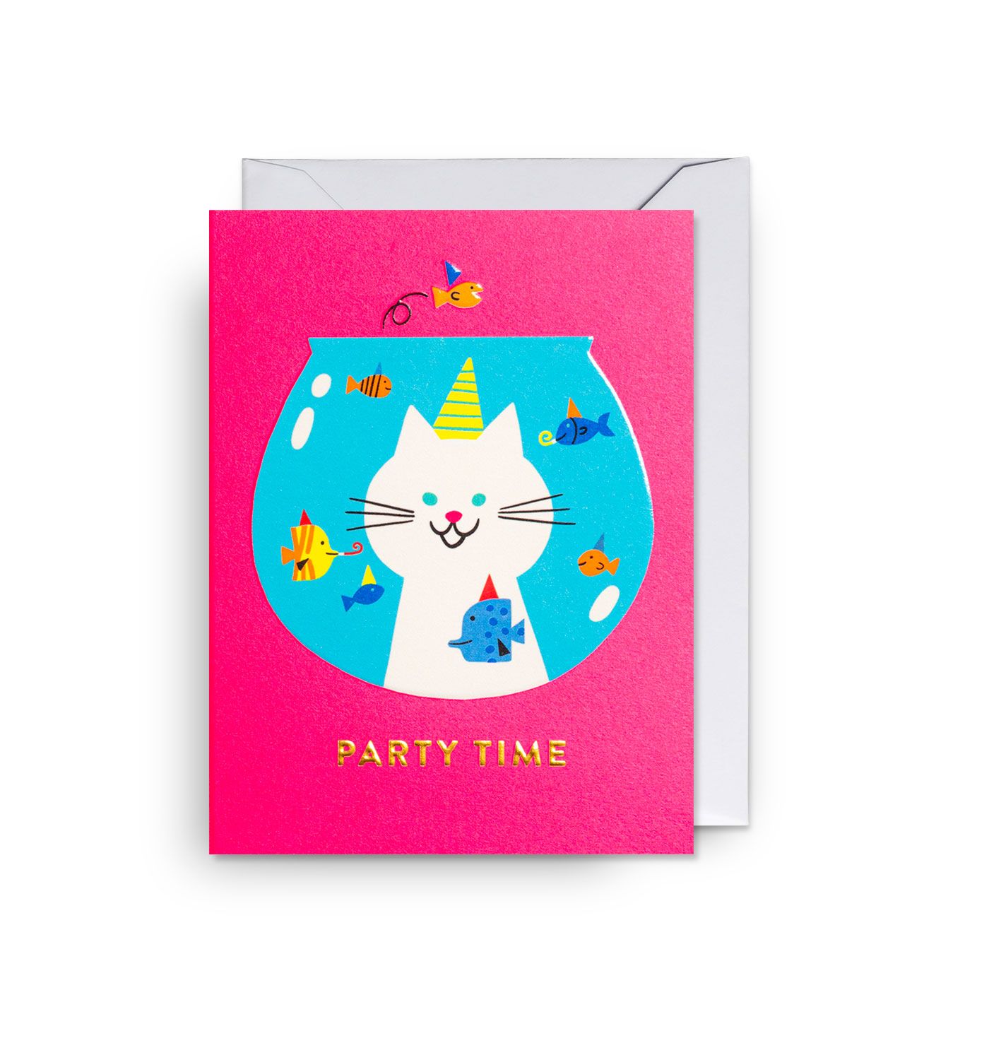 英國 LAGOM DESIGN 生日卡/ Mini Cards/ Jessica Das/ Party Time Fish Bowl