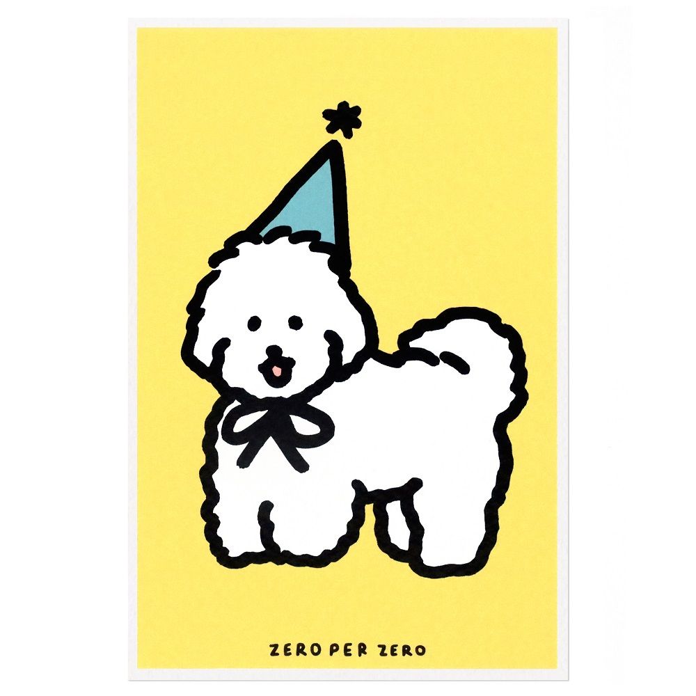 韓國ZERO PER ZERO Silkscreen 明信片/ White Puppy/ Yellow