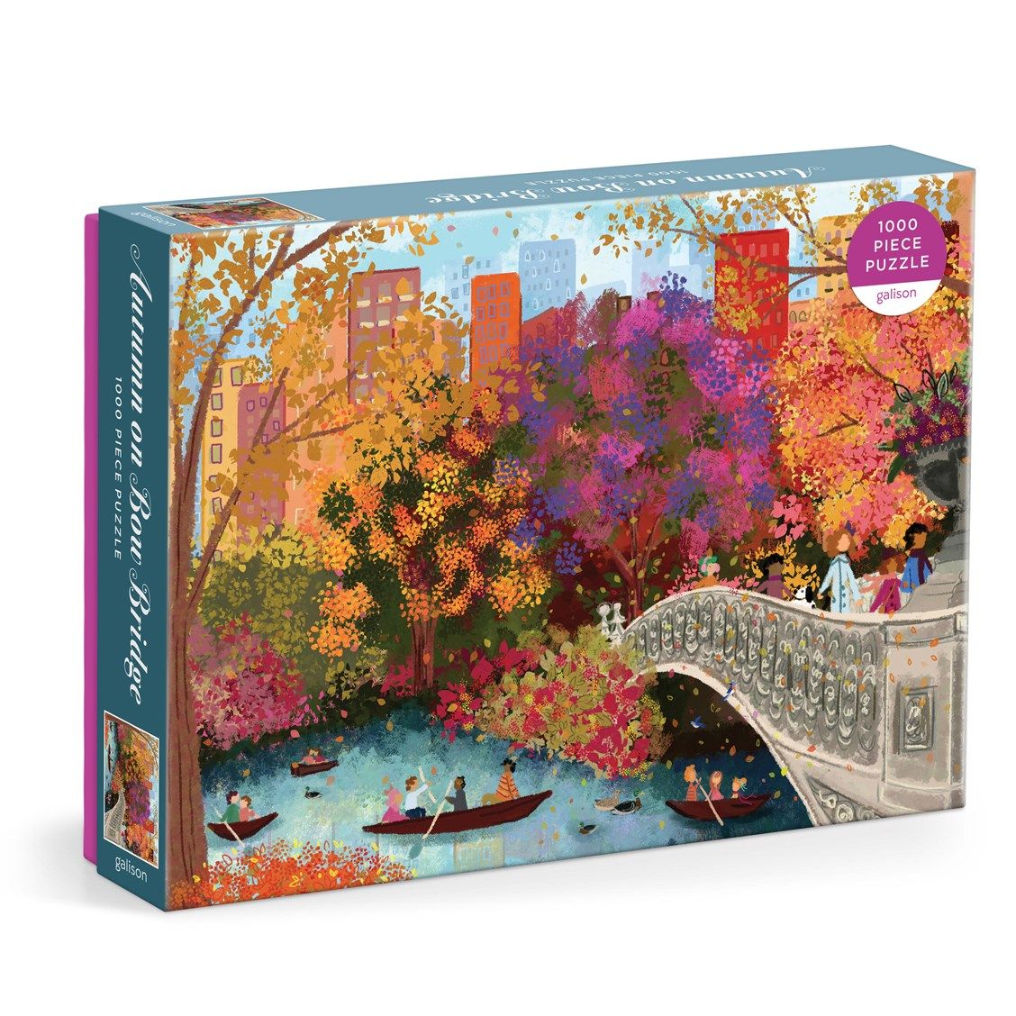 美國 galison 燙金拼圖1000片/ Joy Laforme/ Autumn on Bow Bridge