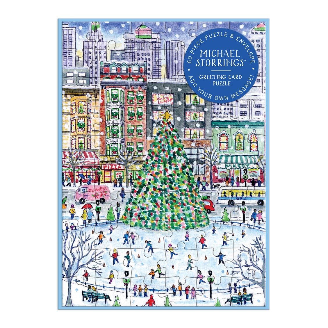 美國 galison 聖誕拼圖60片卡片/ Michael Storrings/ Christmas in the City