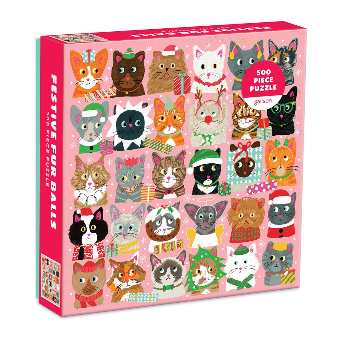 美國 galison 聖誕拼圖500片/ Festive Furballs