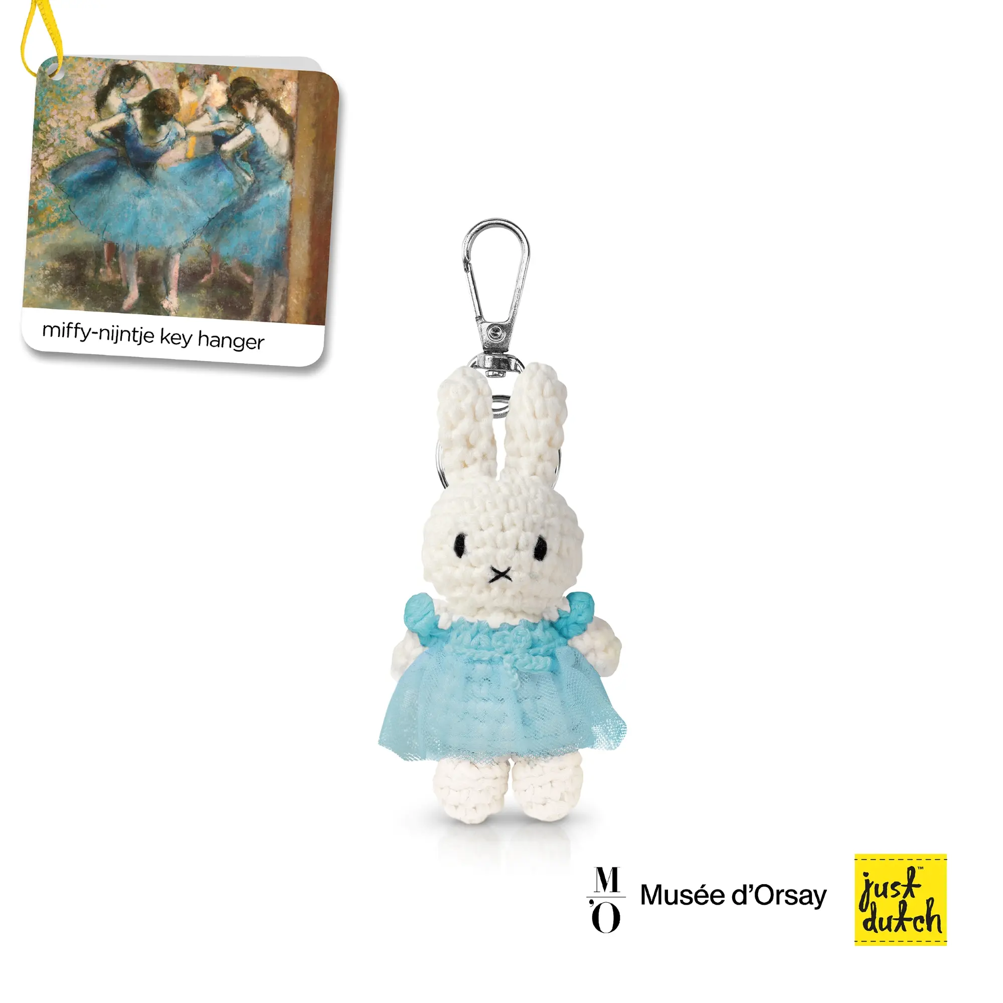 荷蘭 Just Dutch 手工編織Miffy鑰匙圈/ Musée d'Orsay/ 藍色竇加洋裝