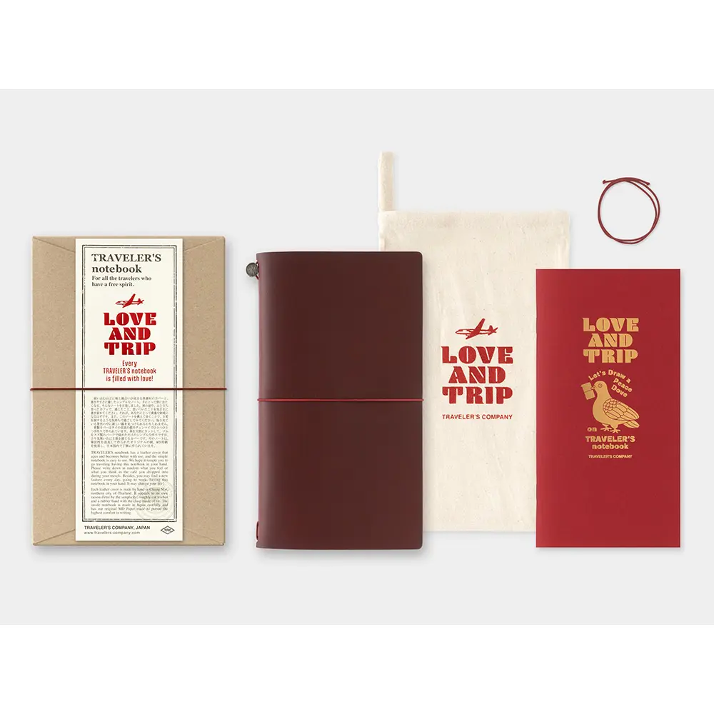 日本 TRAVELER'S COMPANY TRAVELER'S notebook 筆記本套組/ Love And Trip Red