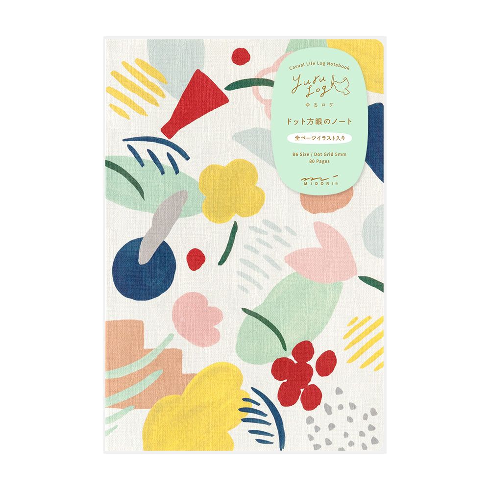 日本 MIDORI Yuru Log 方眼筆記本/ B6/ Motif Textile